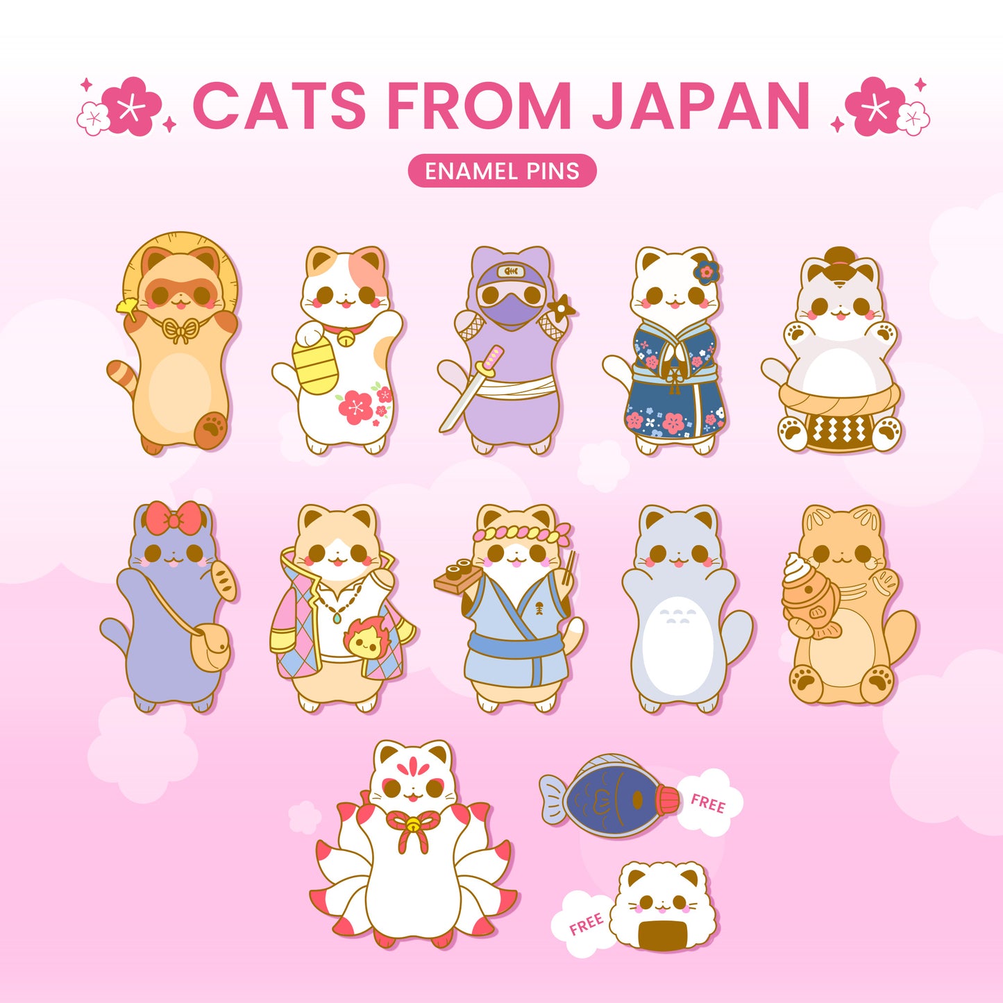 PRE-ORDER: Cats from Japan Pins