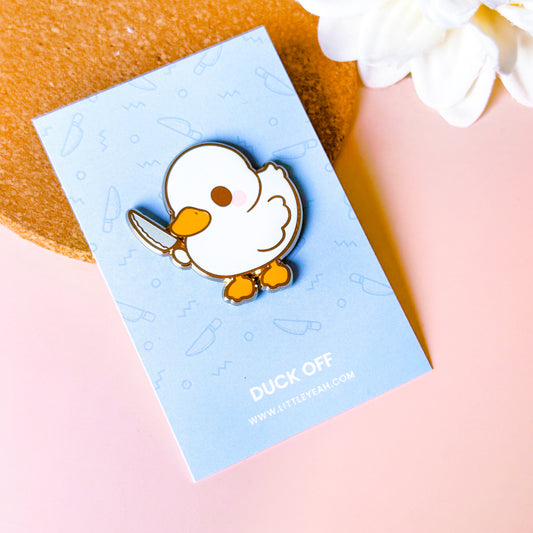 Duck Off Enamel Pin