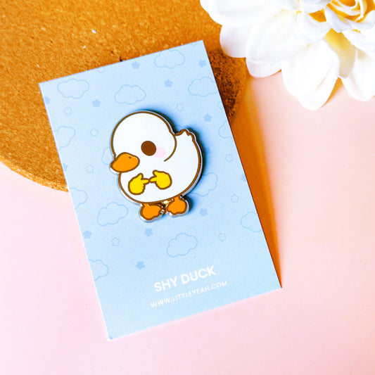 Shy Duck Enamel Pin