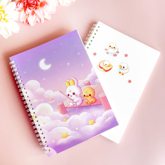 Bunny and duck fishing for stars - Cute Sticker Book