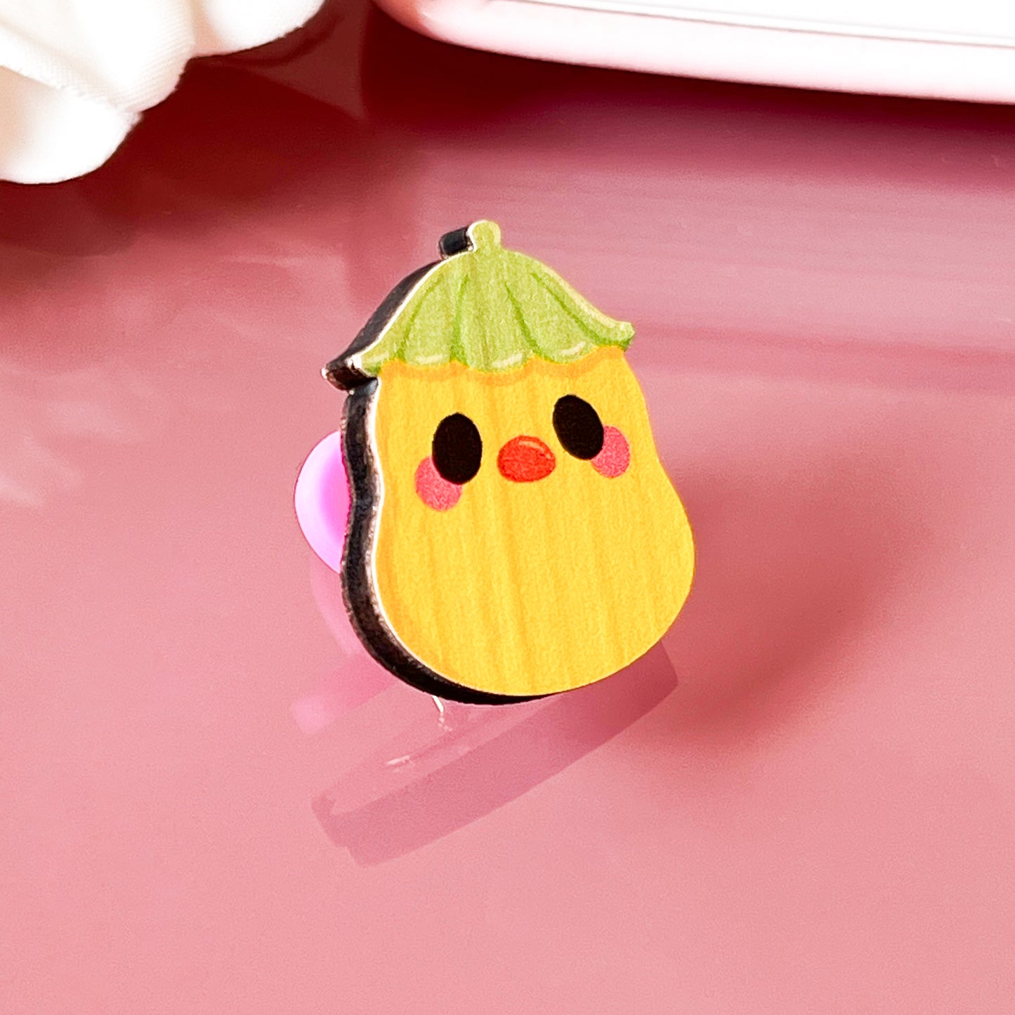 Ente mit Blatt - Holzpin