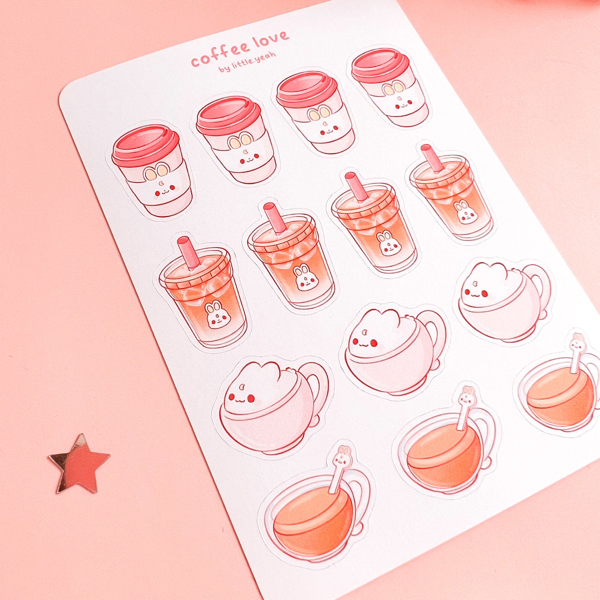 Kaffee mit Hasendesign Stickerbogen