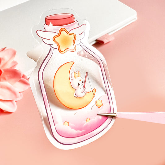 Transparenter Hasen in der Flasche Sticker