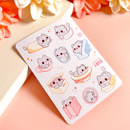 Katzen sitzen Stickersheet
