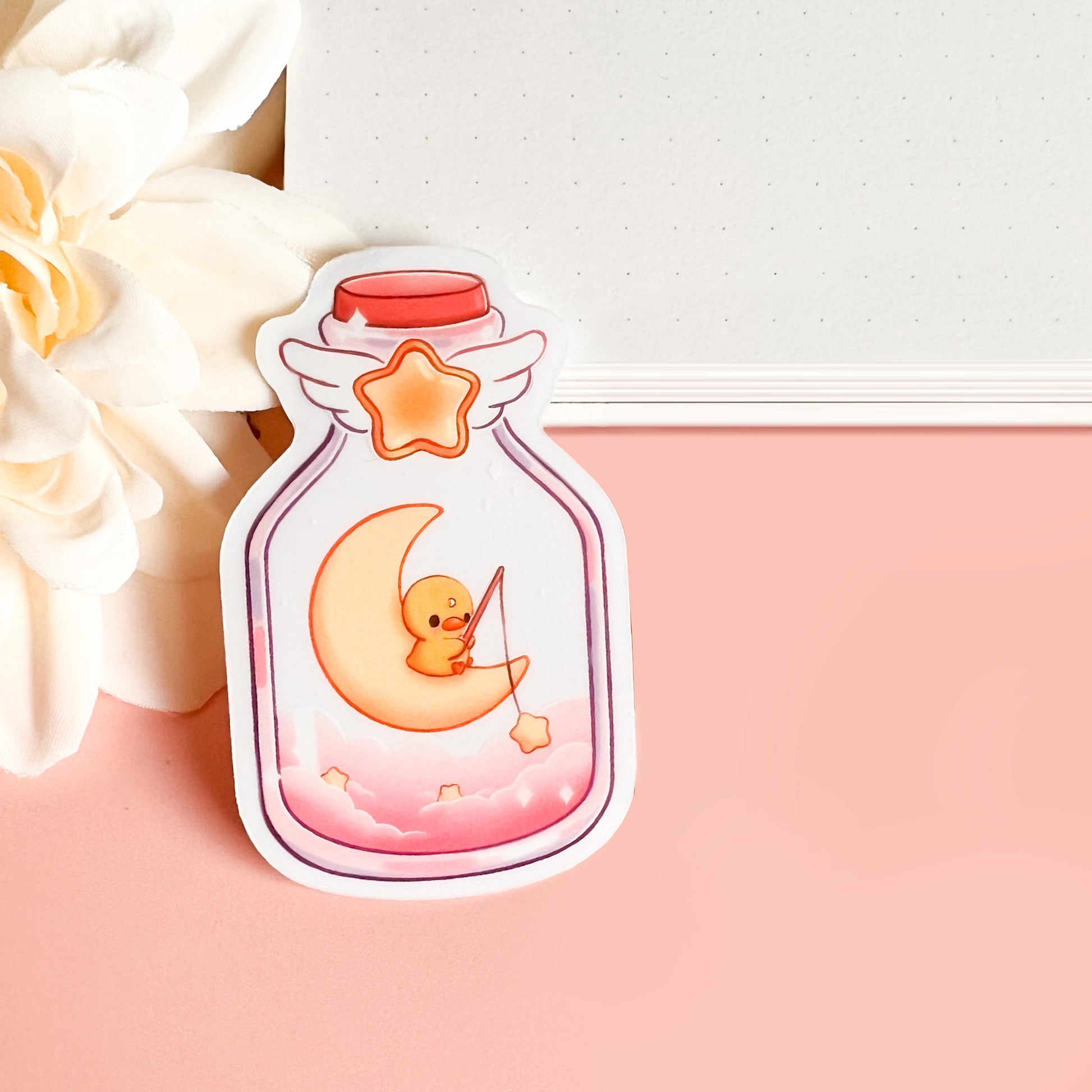Ente in der Flasche - Transparenter Sticker