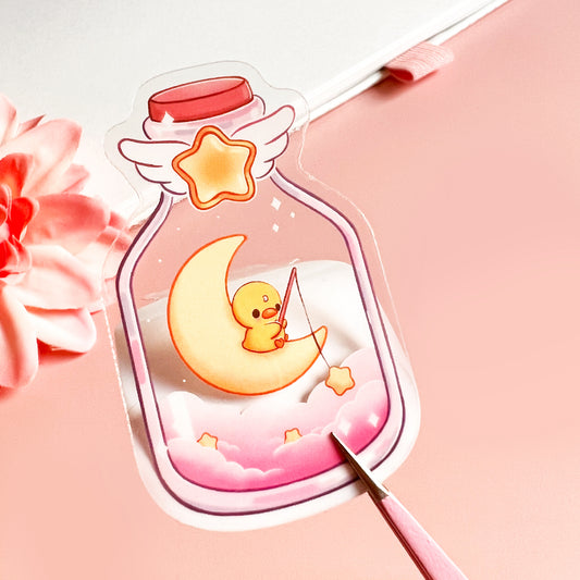 Ente in der Flasche - Transparenter Sticker