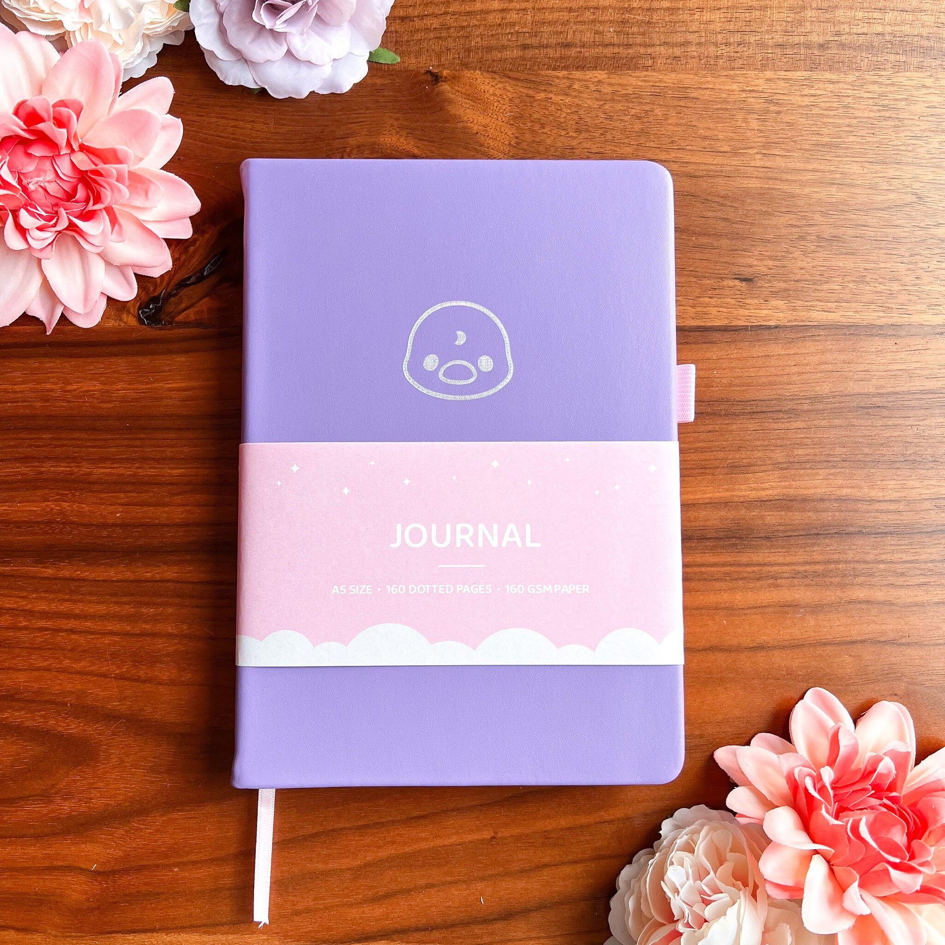 Lila Journal Buch mit Mond Ente