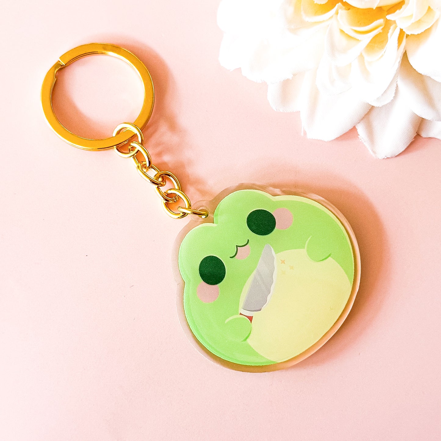 Frog with Knife - Cute Keychain