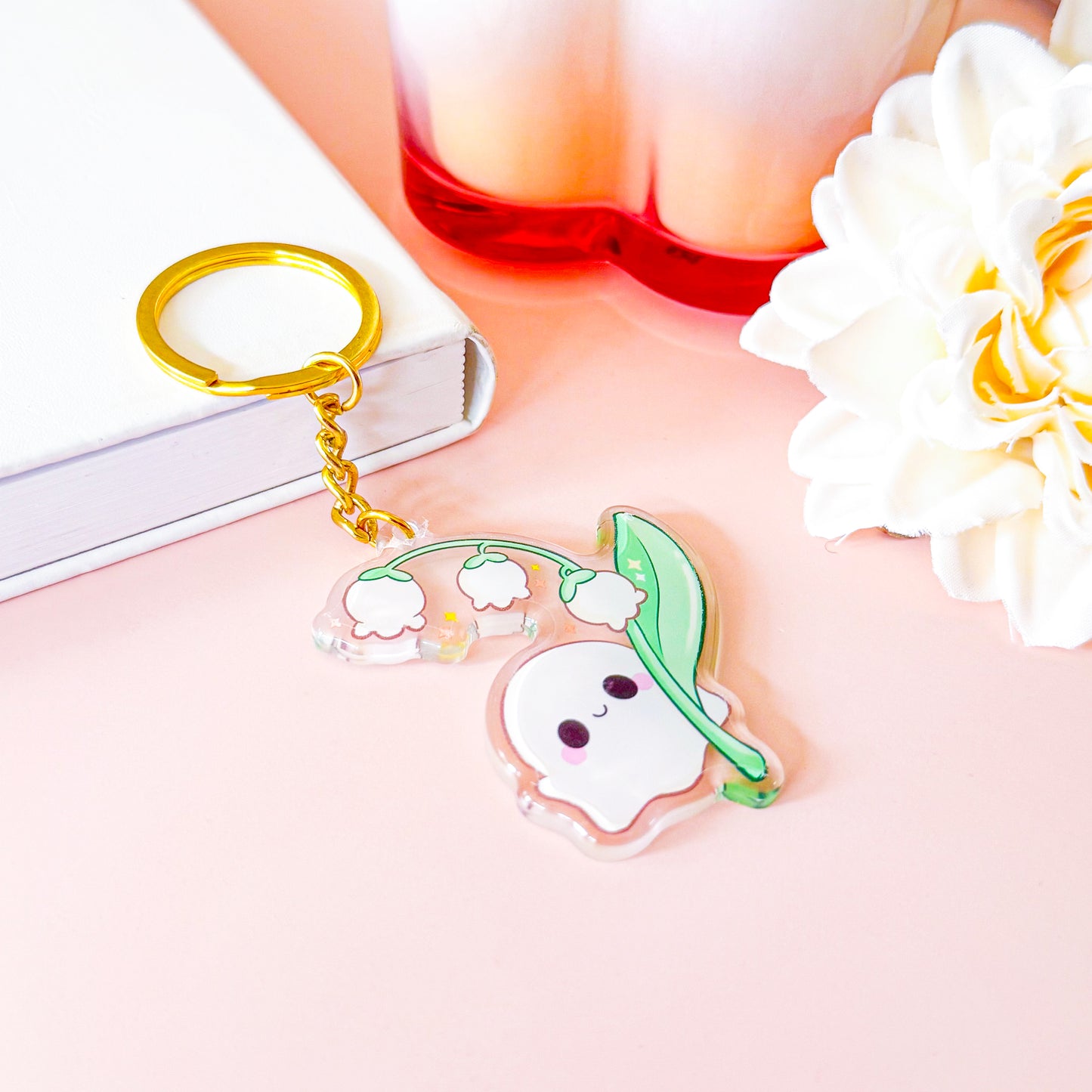Ghost with Flower - Cute Keychain