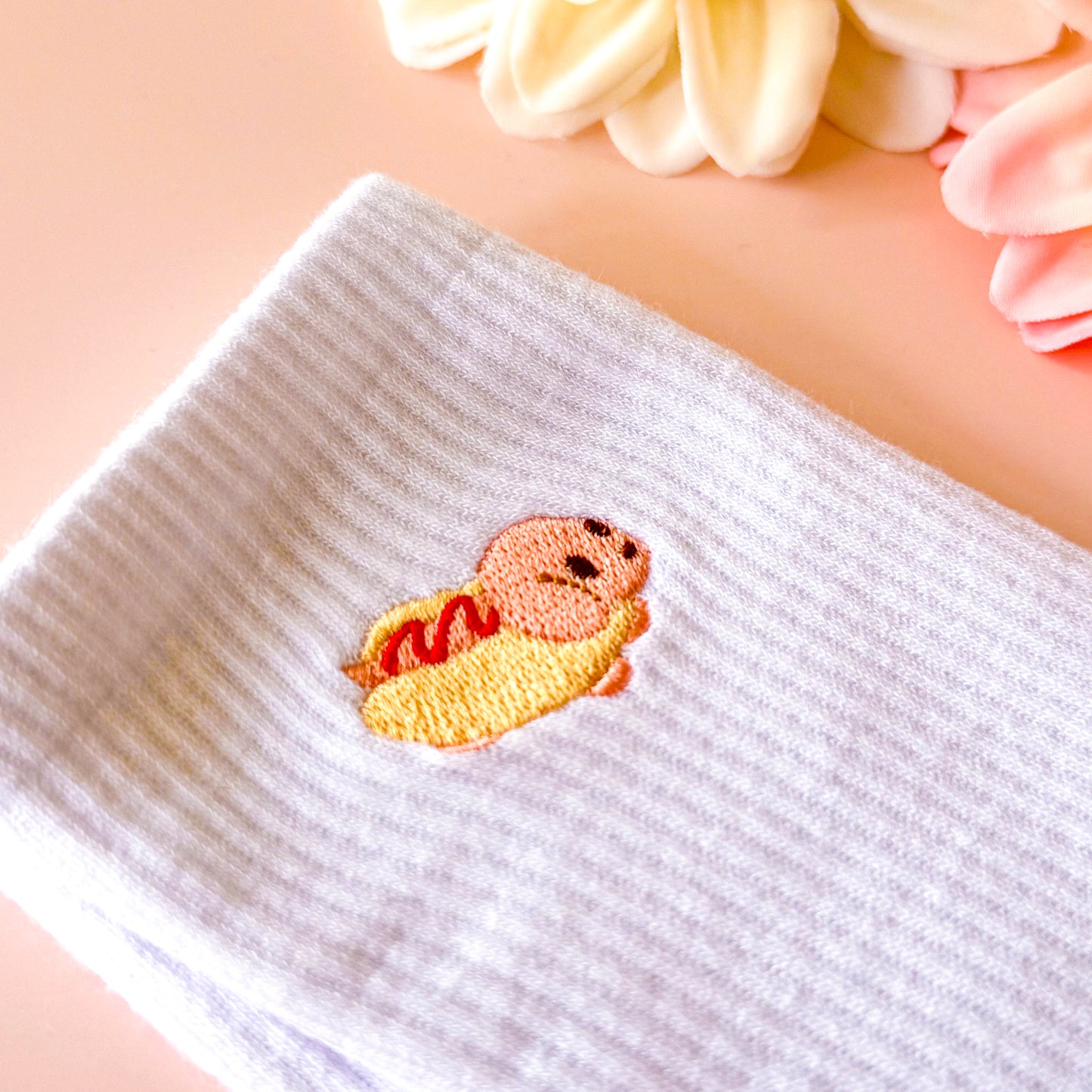 Hot Dog Embroidery - Cute Socks