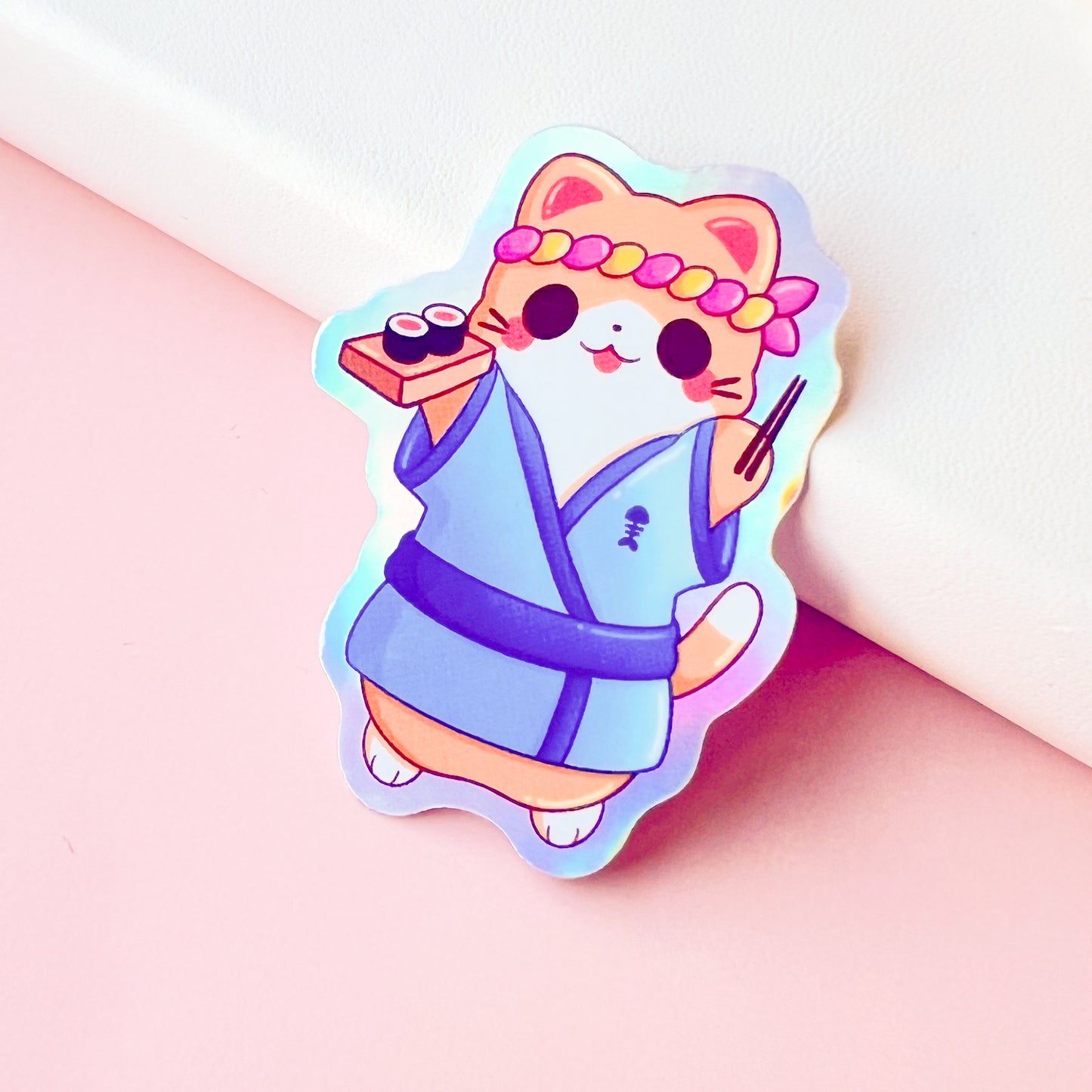 Sushi Cat - Cute Holographic Vinyl Sticker
