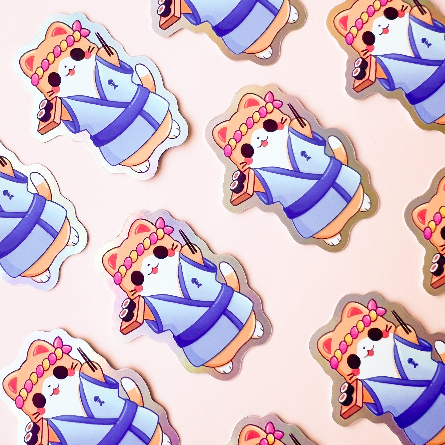 Sushi Cat - Cute Holographic Vinyl Sticker