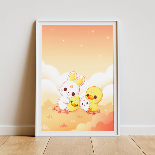 Hase und Ente mit Drachen