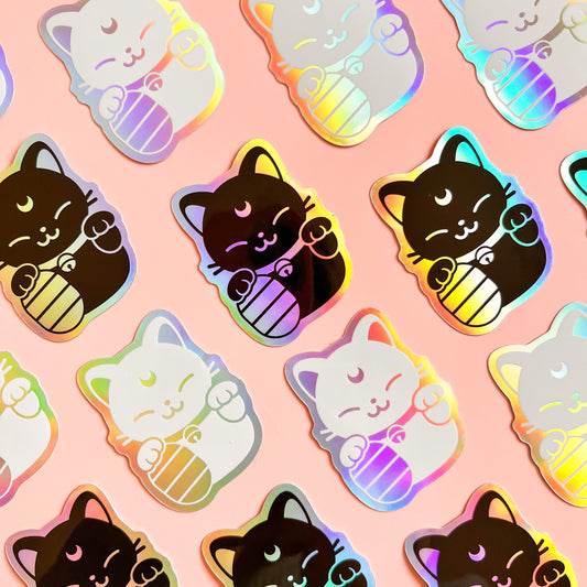 Holografische Katzen mit Münze Sticker