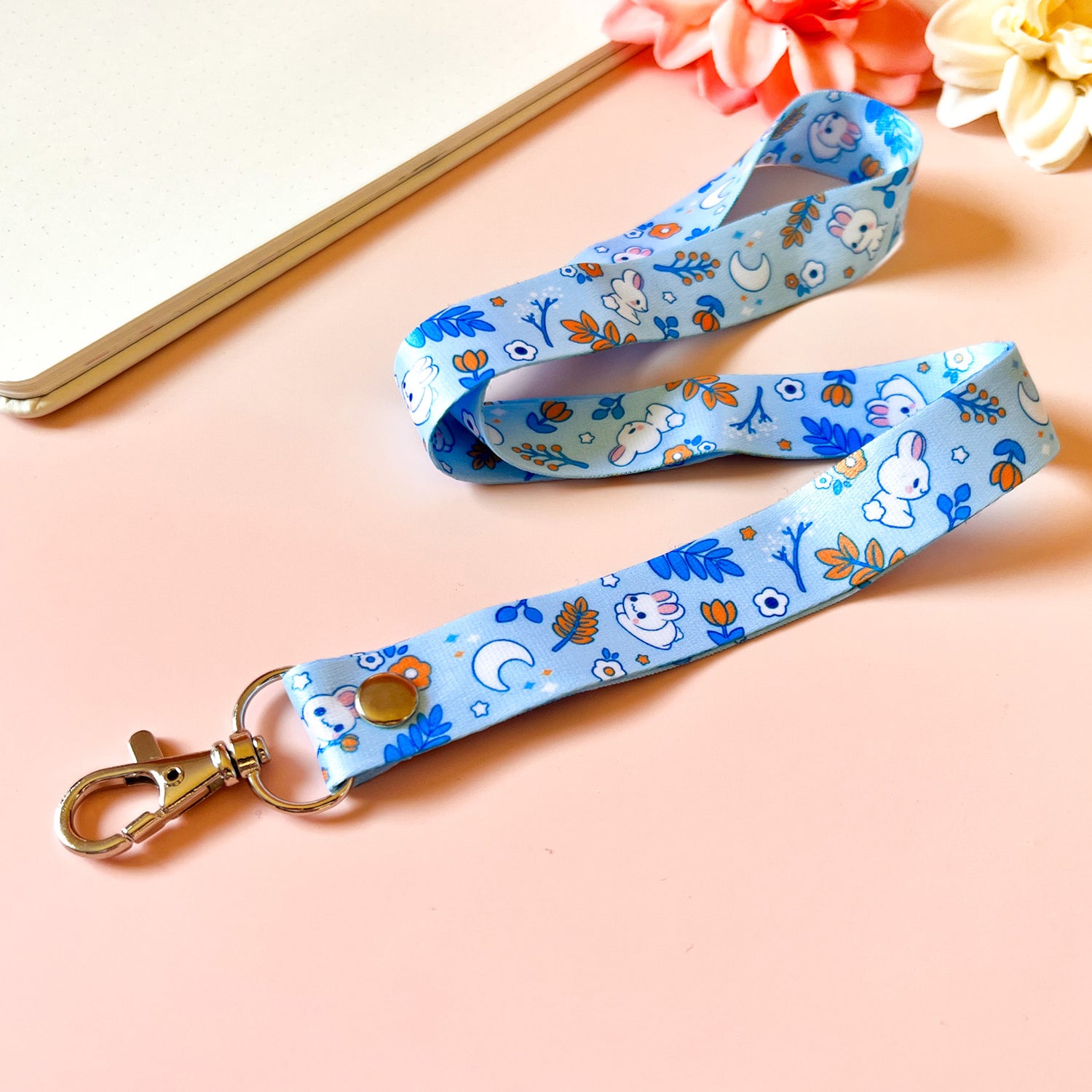 Hase mit Blume, Sterne und Mond