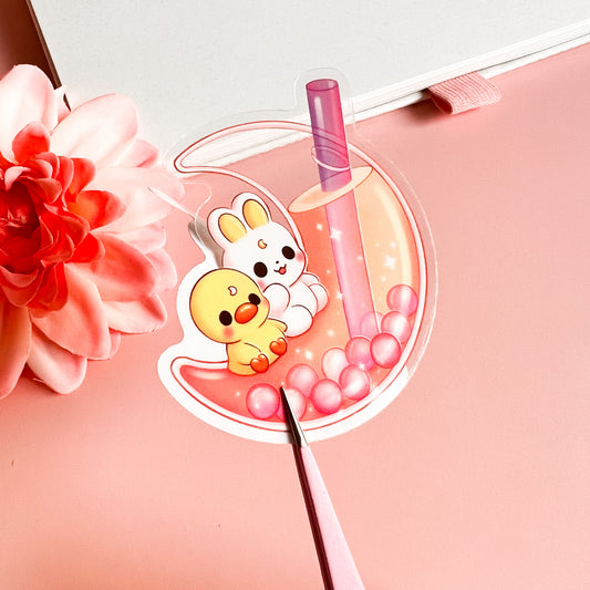 Transparenter Boba Mond Sticker