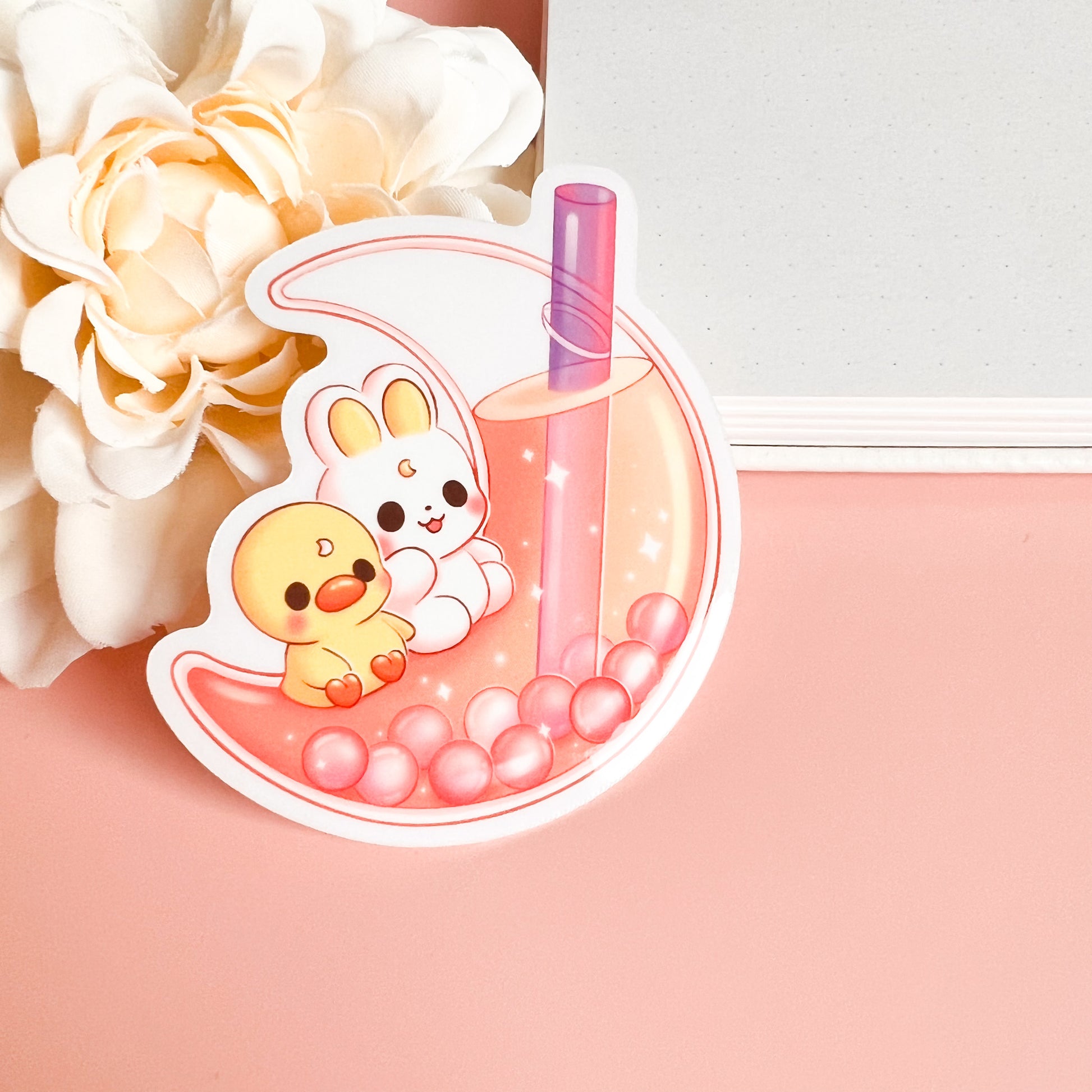 Transparenter Boba Mond Sticker