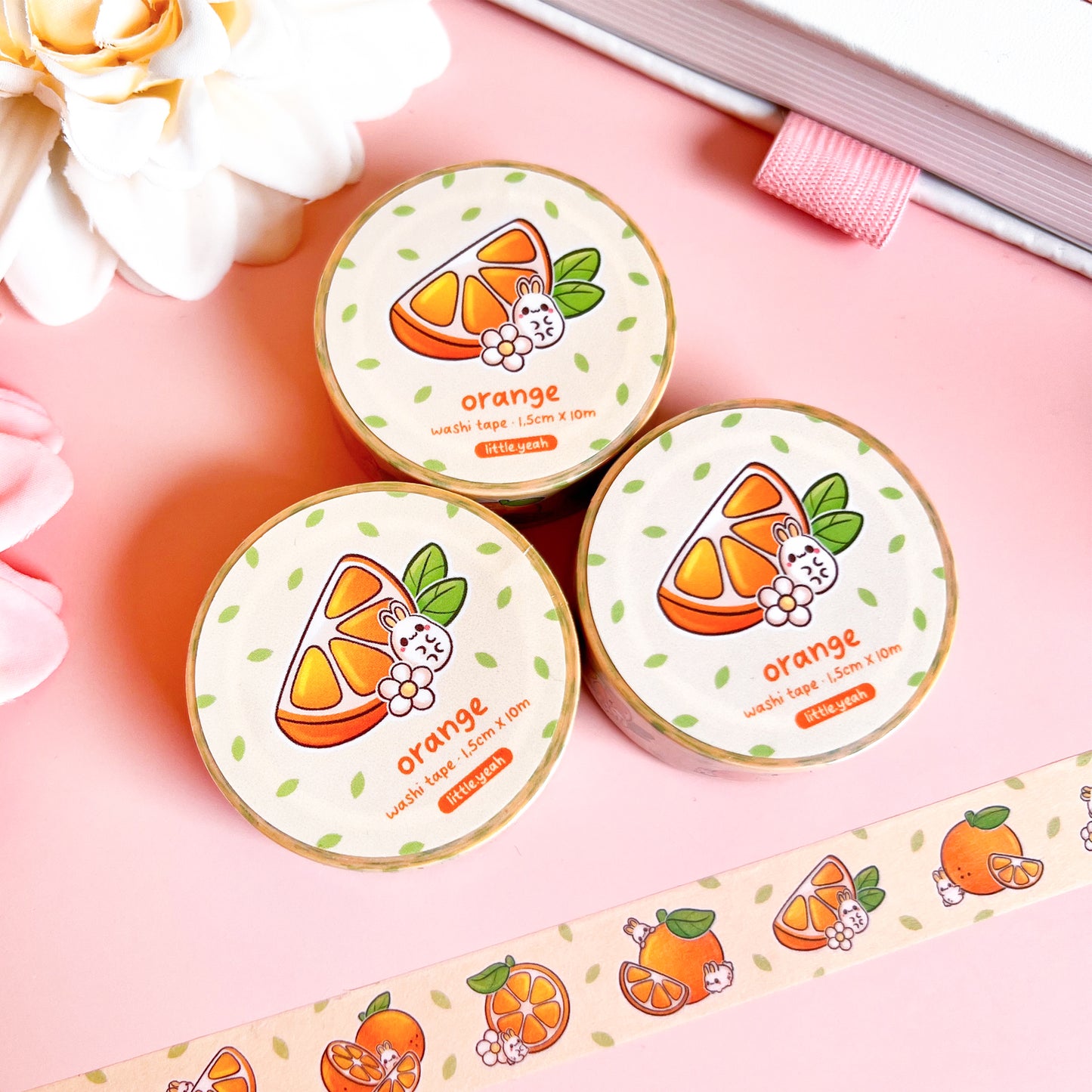 Hase mit Orangen Washi Tape