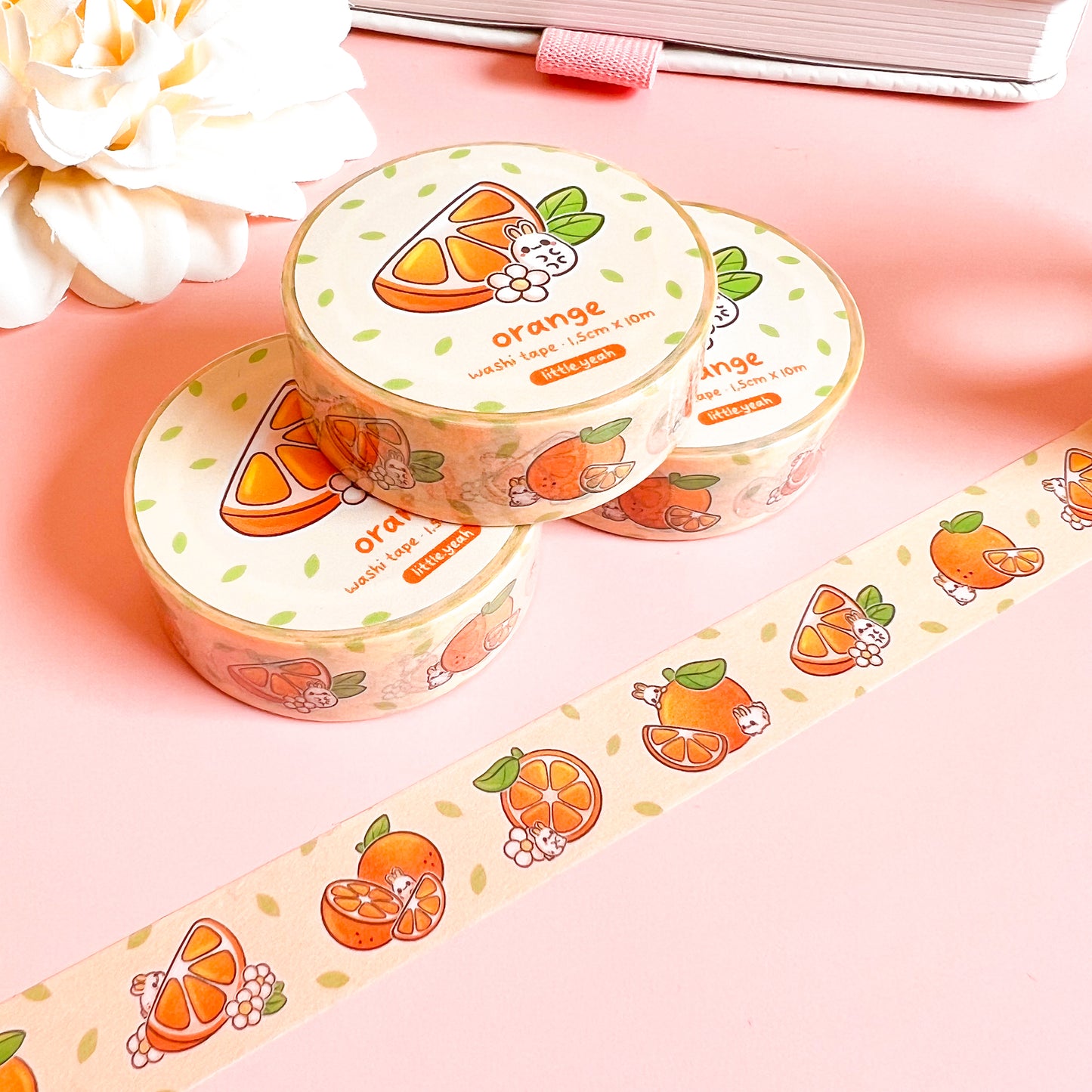 Hase mit Orangen Washi Tape