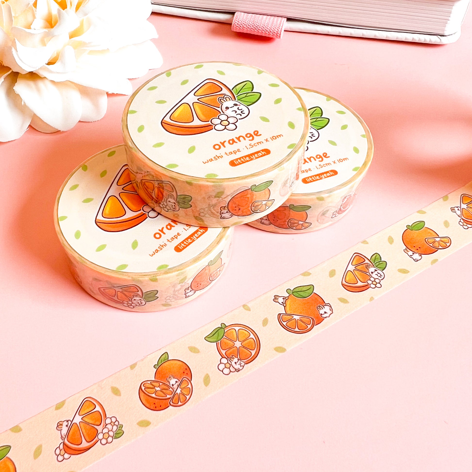 Hase mit Orangen Washi Tape