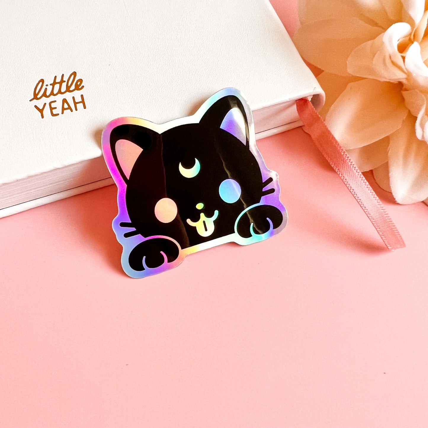 Holografische Katzen mit Zunge Sticker