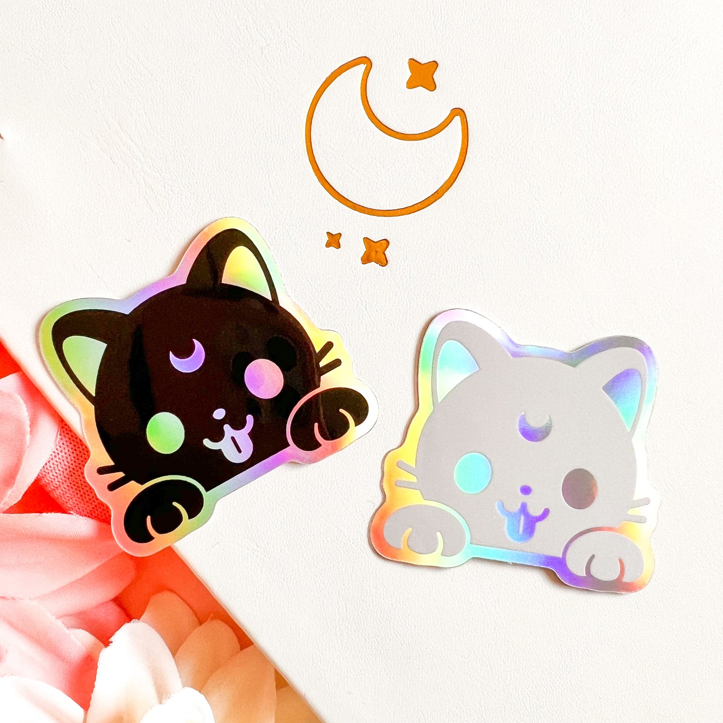 Holografische Katzen mit Zunge Sticker