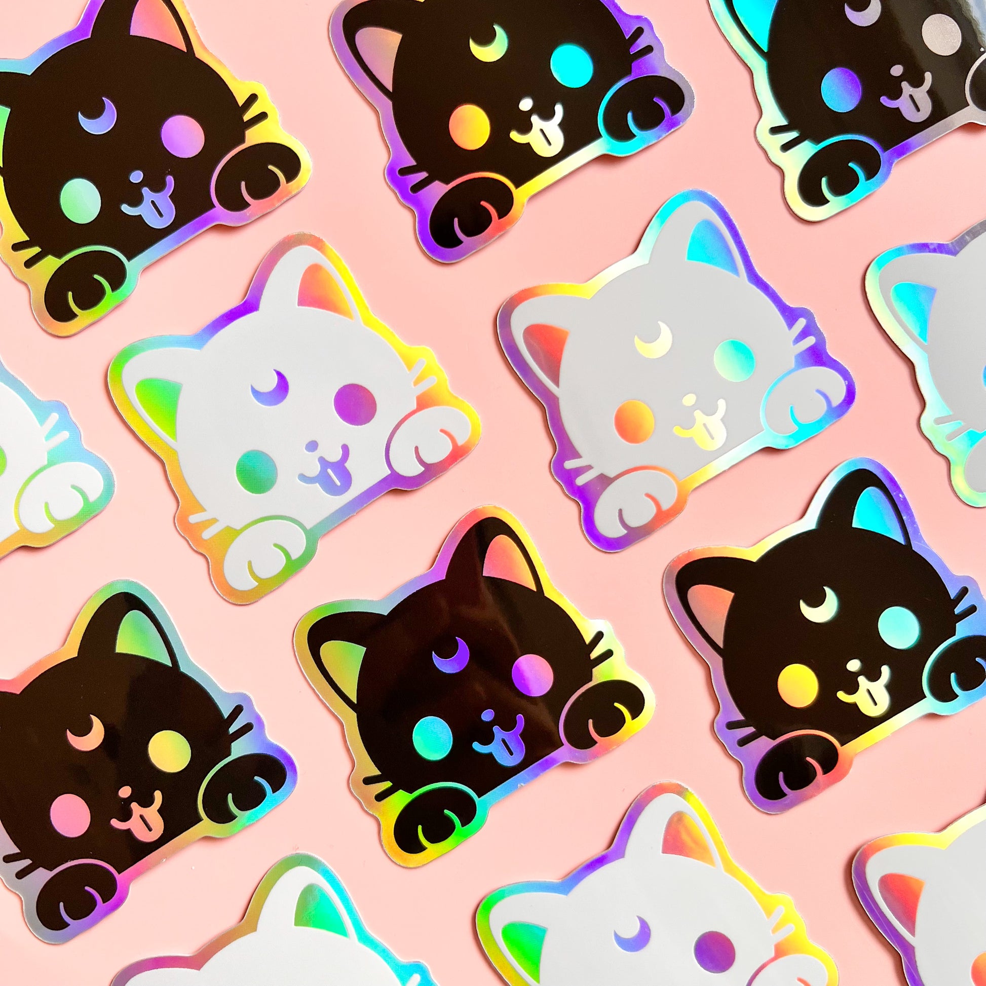 Holografische Katzen mit Zunge Sticker