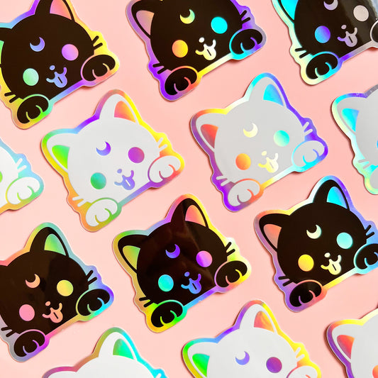 Holografische Katzen mit Zunge Sticker