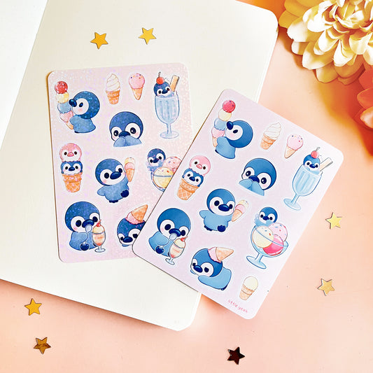 Pinguin Eiscreme Stickerbogen