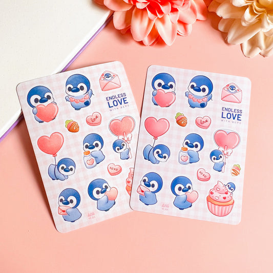 Penguin Love - Cute Sticker Sheet