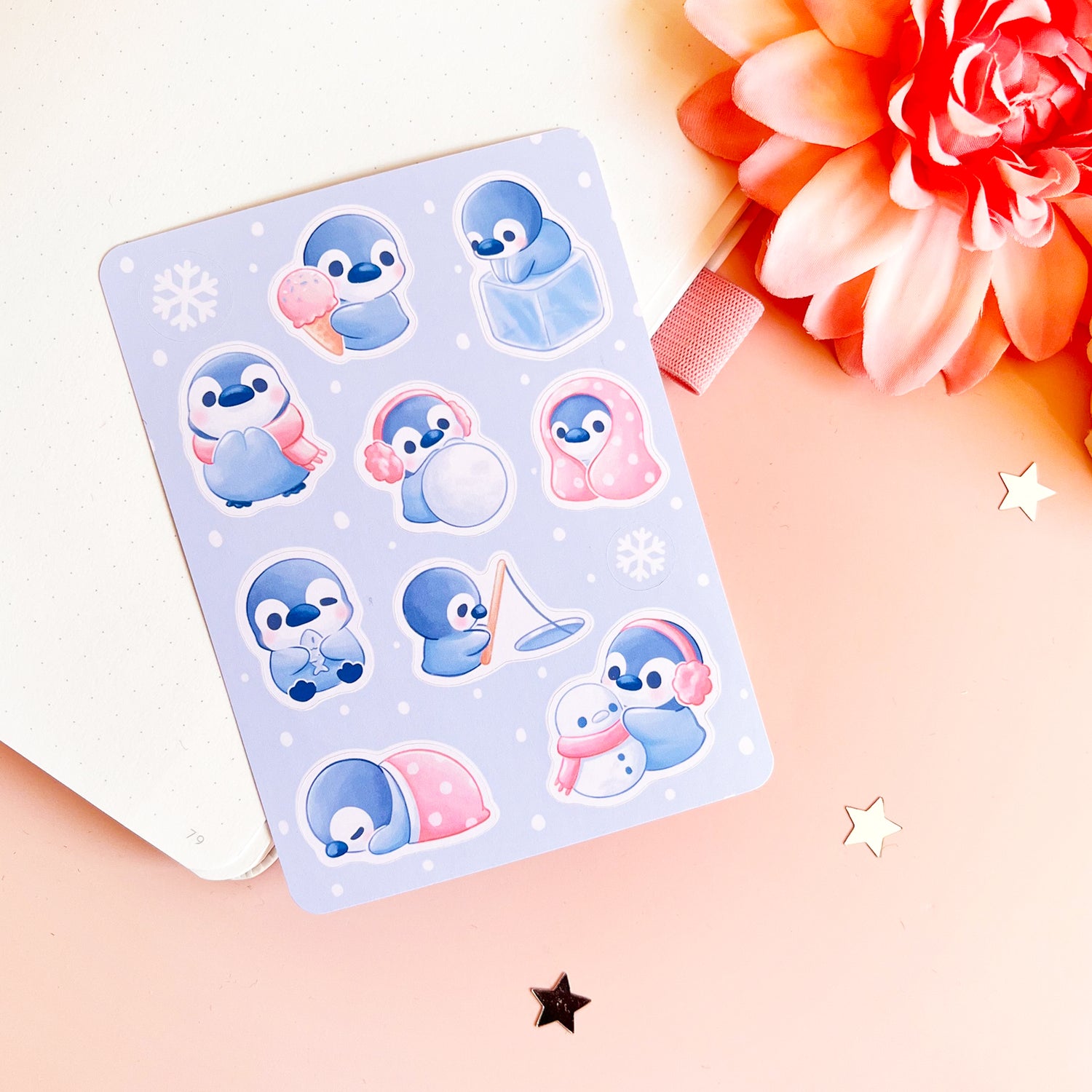 Winter Pinguin Stickerbogen