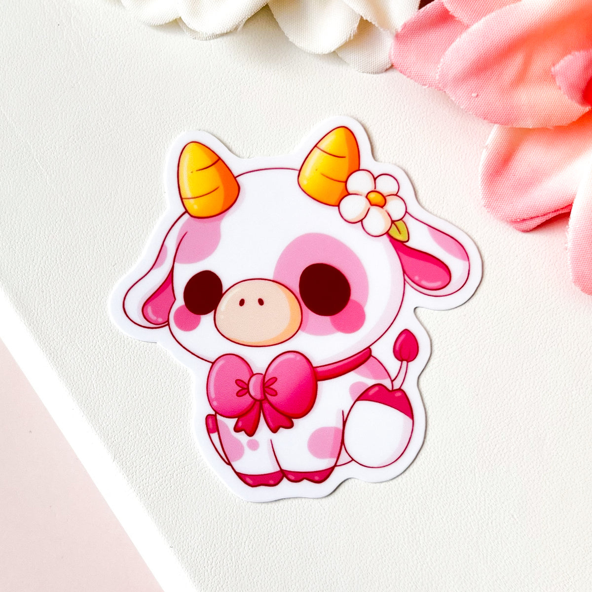 Kuh Sticker Pink Cow - Cute Vinyl Sticker | Little Yeah