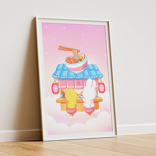 Hase und Ente essen Ramen Art Print
