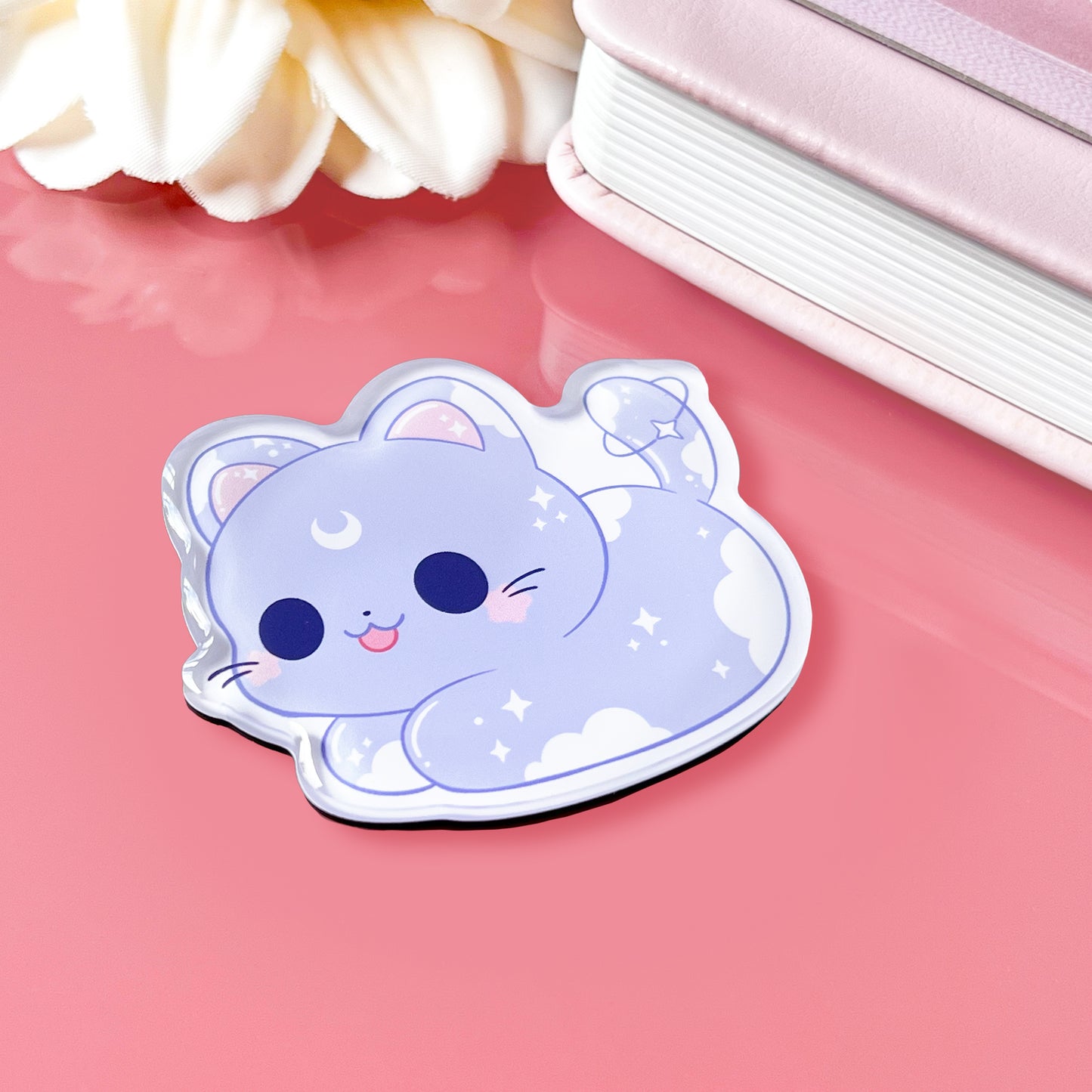 Katze mit Wolken-Design Magnet