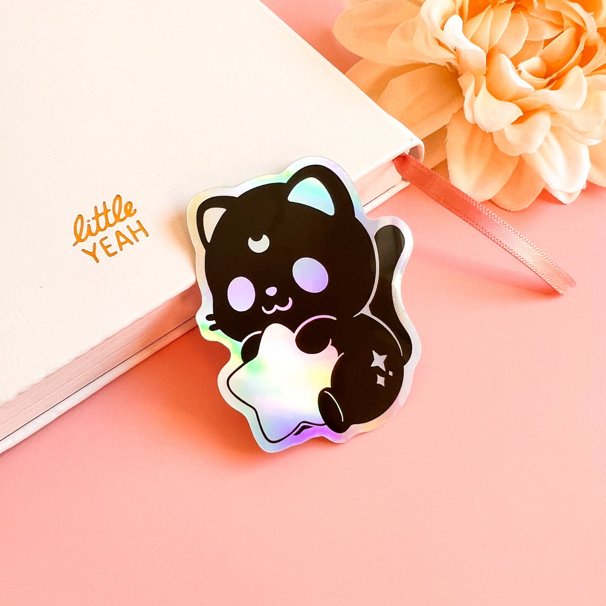 Holografischer Katzen mit Stern Sticker
