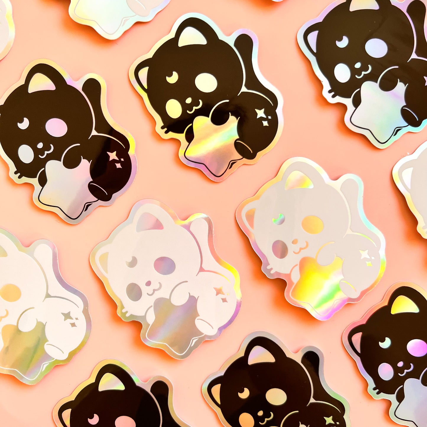 Holografischer Katzen mit Stern Sticker