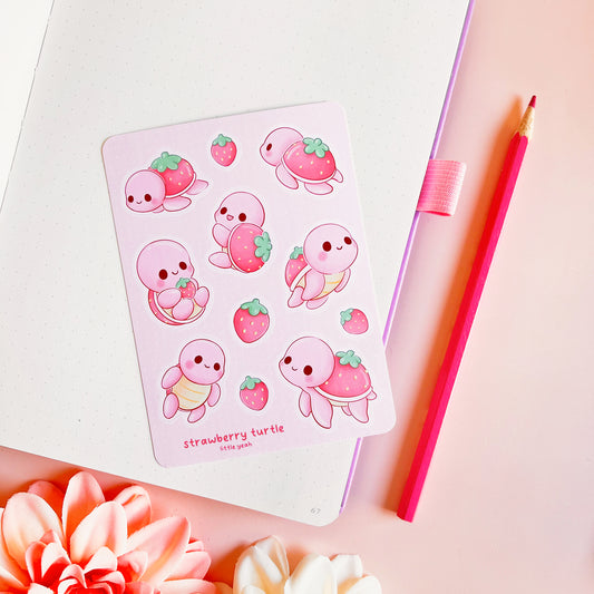 Erdbeere Schildkröte Stickerbogen