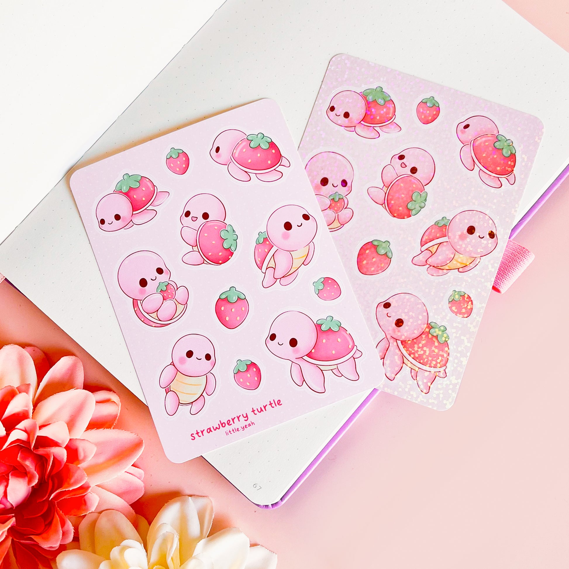 Erdbeere Schildkröte Stickerbogen
