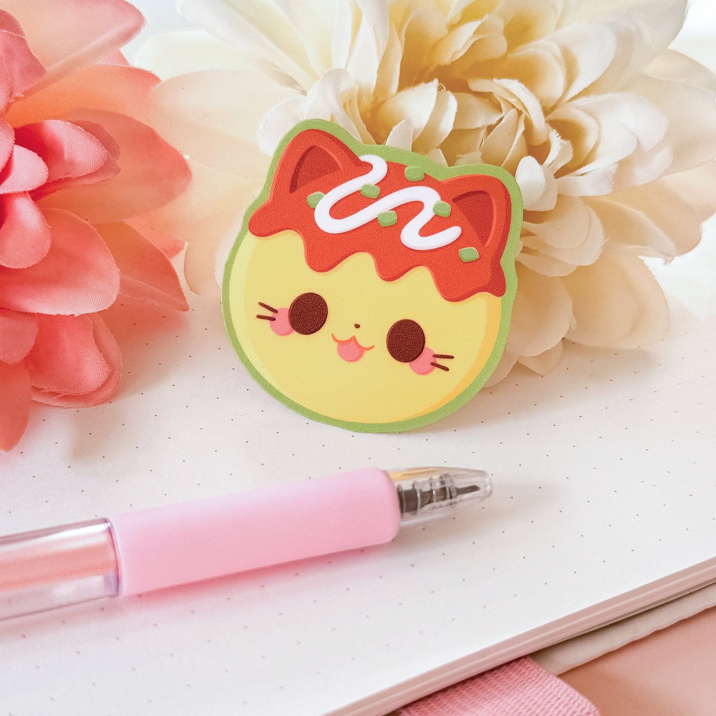 Takoyaki Cat - Cute Vinyl Sticker